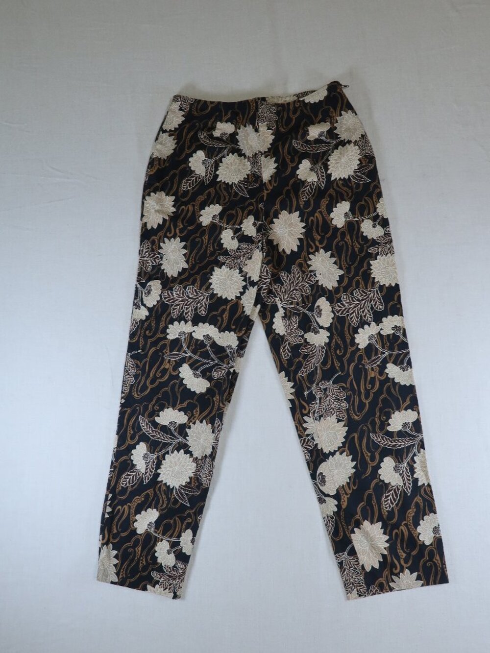 Vintage Kathie Lee Brown Floral Ankle Pants Size 8 Retro Fall High Rise Trousers